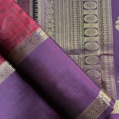 Pure Silk Kancheevaram Sarees 01-10-21-PSC-01 – Deep maroon and violet