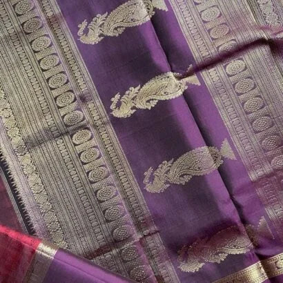 Pure Silk Kancheevaram Sarees 01-10-21-PSC-01 – Deep maroon and violet