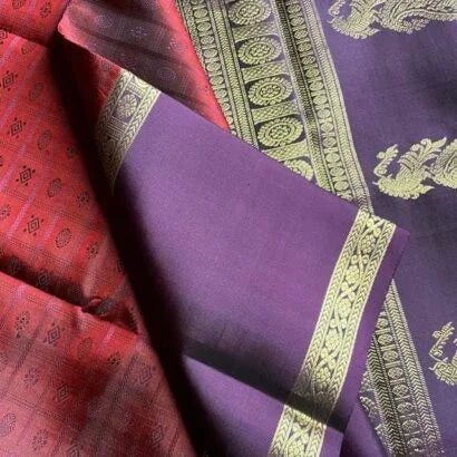Pure Silk Kancheevaram Sarees 01-10-21-PSC-01 – Deep maroon and violet