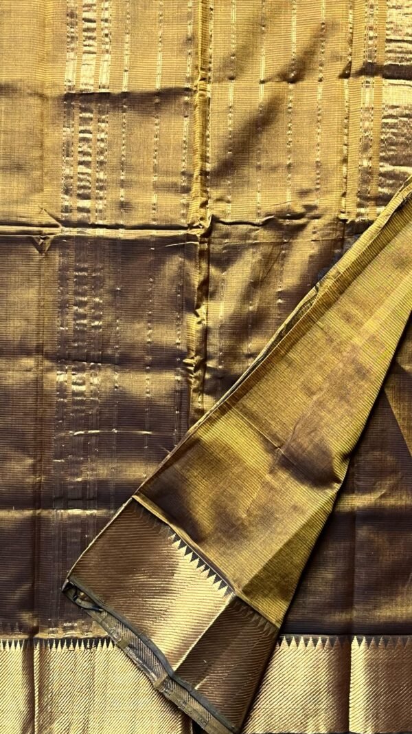 Mangalagiri Silk Cotton 300K Gold Border 15-02-PMC-05 - Mehandi Green