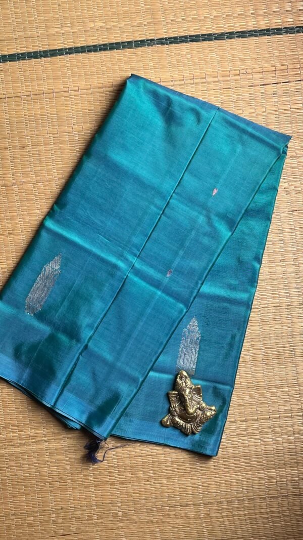 Chinnalampattu 6 Yards Saree 03-02-CHI-05 Peacock Blue with Blue