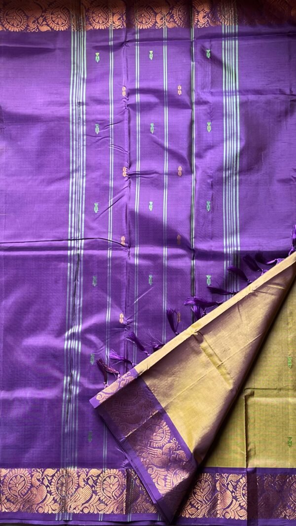 Chinnalampattu 6 Yards Saree 03-02-CHIB-06 Mehandi Green with Violet Colour