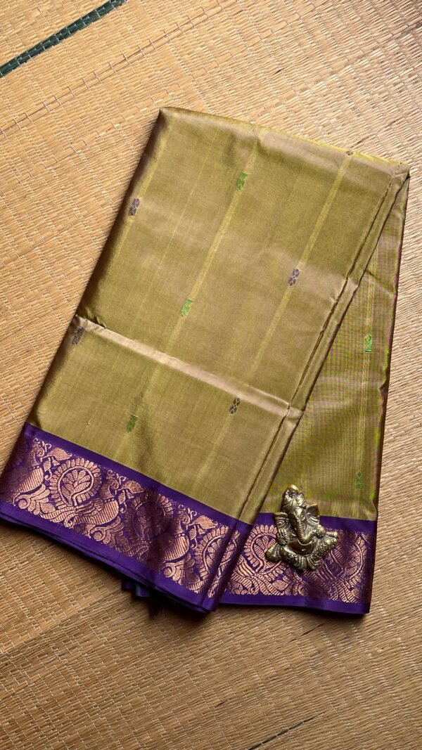 Chinnalampattu 6 Yards Saree 03-02-CHIB-06 Mehandi Green with Violet Colour