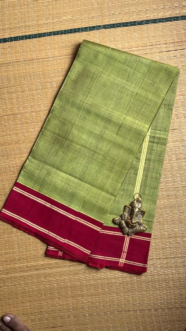 Devendra 6 Yards 11-02-DEV-PL-6Y-04 - Olive Green with Red