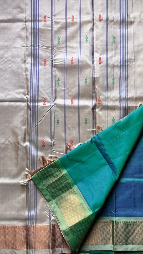 Chinnalampattu 6 Yards Saree 03-02-CHIB-07 Peacock Blue and Green