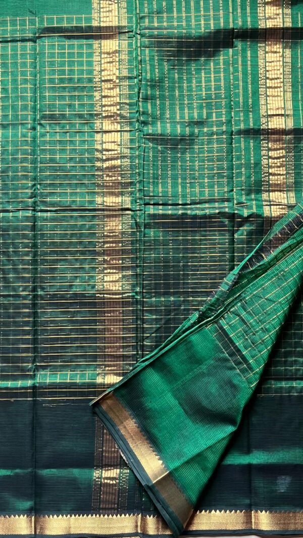 Mangalagiri Kattam Saree 15-02-GJ-02 – Dark Green